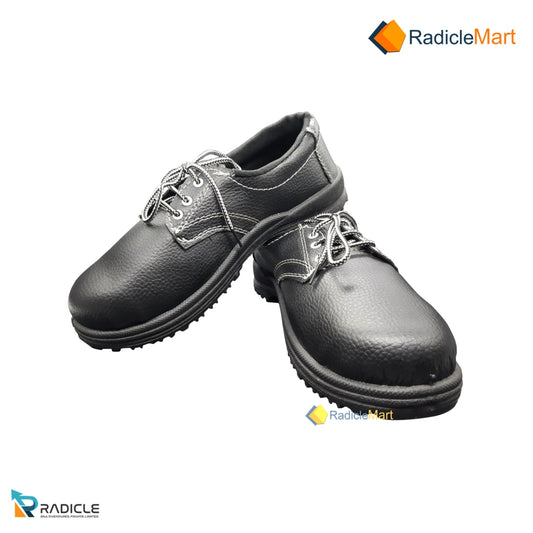 BLACK SYNTHETIC SAFETY SHOES Q2 (WITH STEEL TOE)