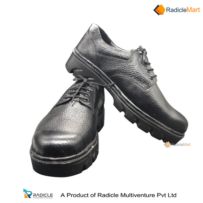 BLACK LEATHER SAFETY SHOES (WITH STEEL TOE)